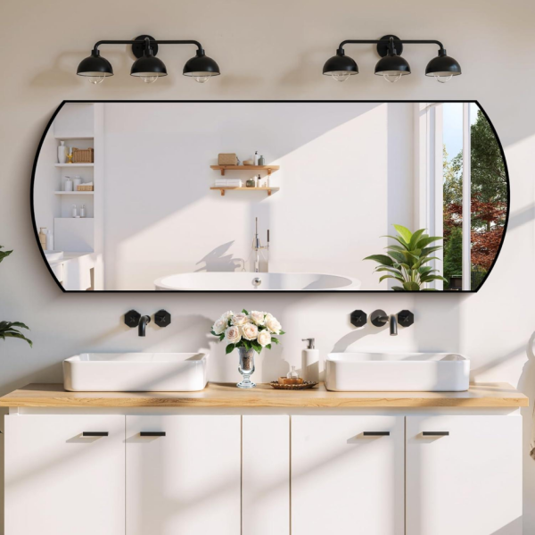 Black Oval Wall Mirror, 24x60 inches, featuring a slender metal frame—Perfect for room Vanities or Hallways